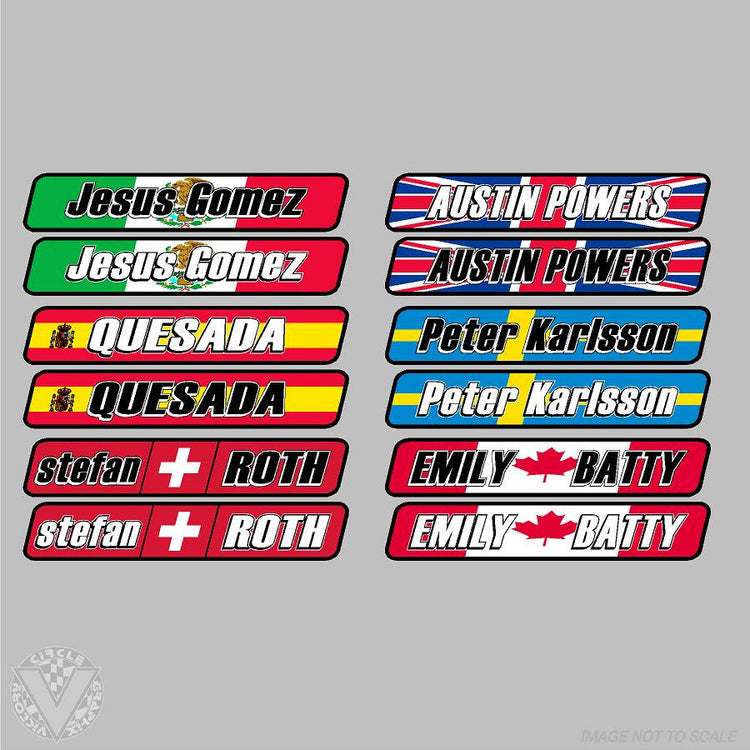 Name with Country Flag Overlay - 10 pack