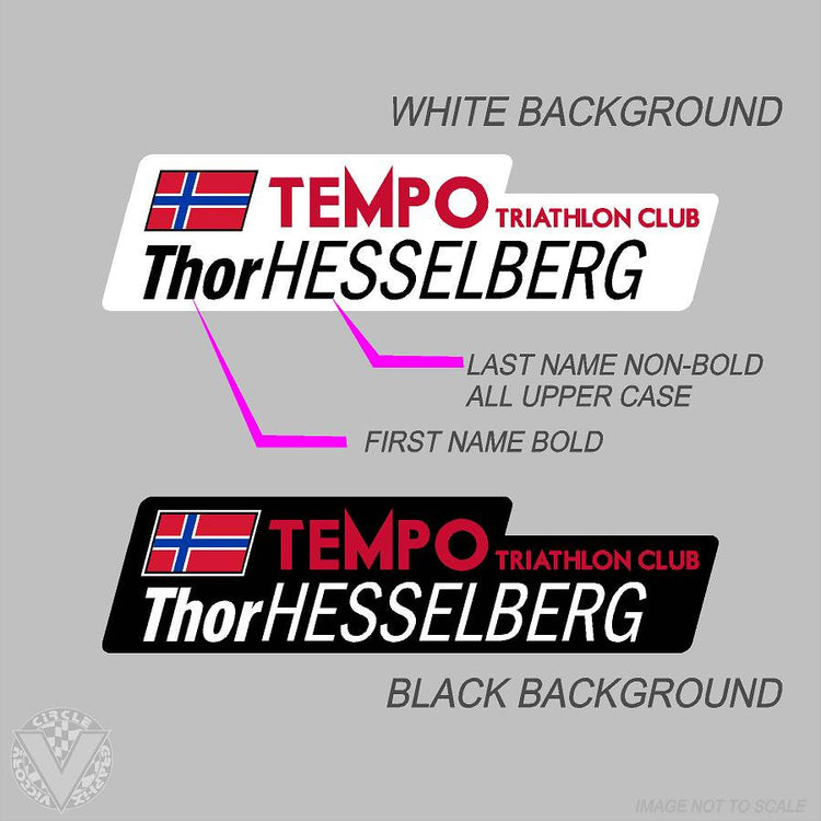 Team Tempo Triathlon Name Stickers -10 pack