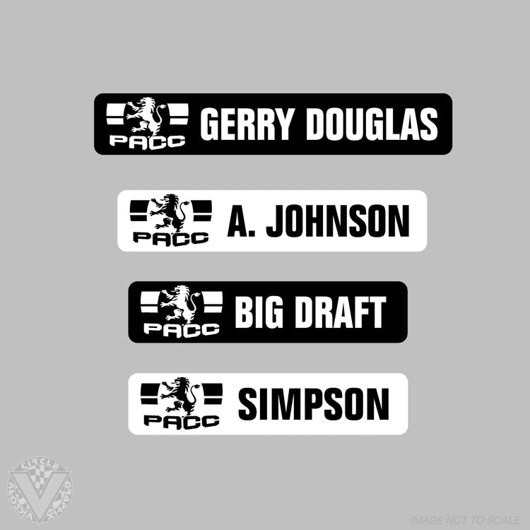 Team PACC Name Stickers -10 pack
