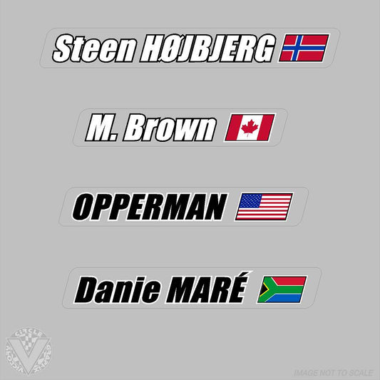 Name Stickers on Clear with Flag-6 pack