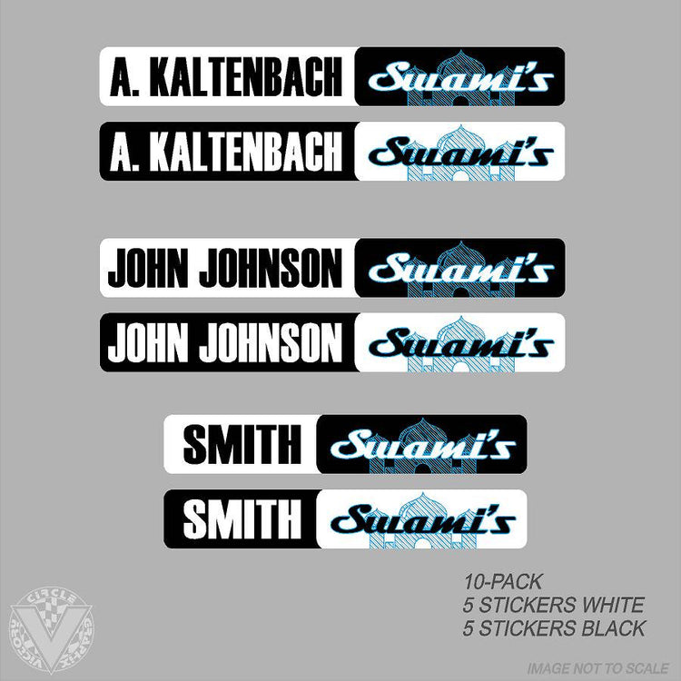 Team Swami's Name Stickers-10 pack